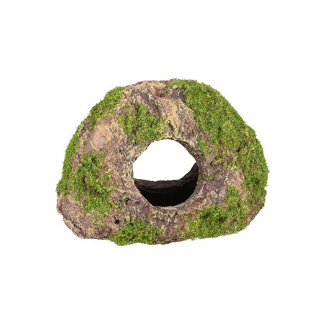 Piedra con agujero y musgo 13x8x10cm