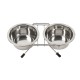 Comedero inoxidable doble 11cm+soporte 0.20 lit.