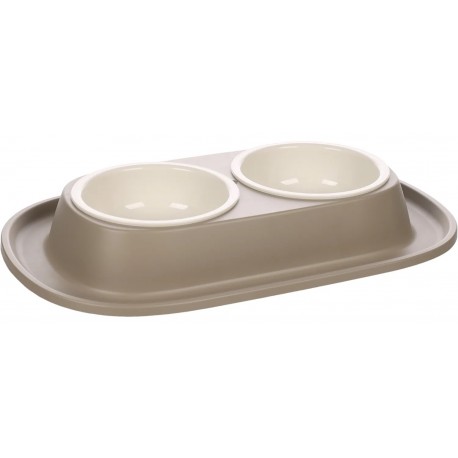 Comedero plástico doble 2x200ml 31x19.5cm Ilko topo