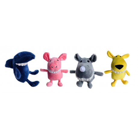 Peluche animales sonrientes tiburon, cerdo, perro, rino 28x21cm