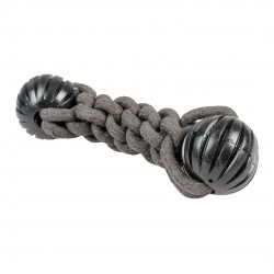 Hueso algodon eco con bolas goma negra 23cm