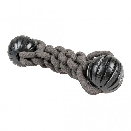 Hueso algodón eco con bolas goma negra 23cm