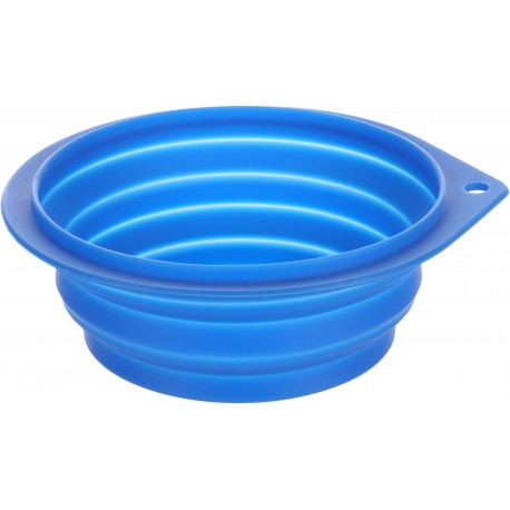 Bebedero-comedero viaje plegable falda azul 500ml