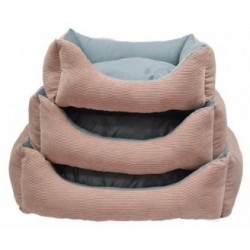 Cuna rectangular pana rosa/gris