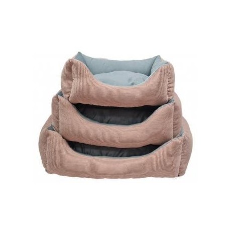 Cuna rectangular pana rosa/gris