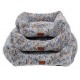 Cuna rectangular felpa gris huellas