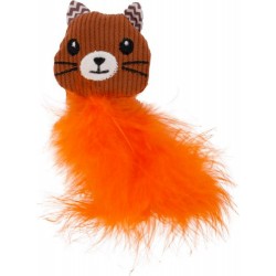 Juguete gato mapache con pluma 15cm