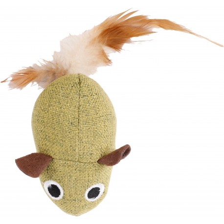 Juguete gato ratón verde tela 17cm