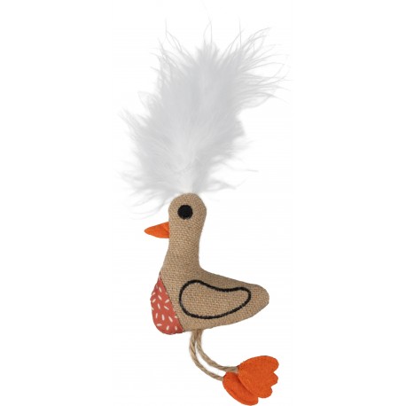 Juguete gato ave con pluma 20cm
