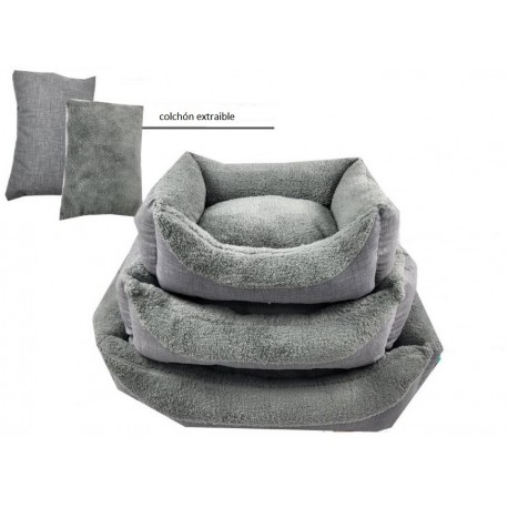 Cuna rectangular felpa gris